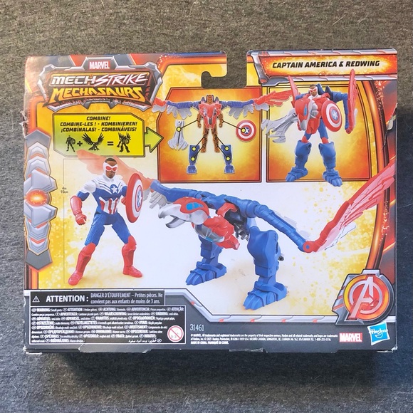 MARVEL MECH STRIKE MECHASAURS CAPTAIN AMERICA & REDWING 4" FIGURE - Picture 1 of 6
